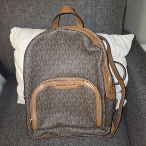 Michael Kors Signature Brown and Tan Backpack